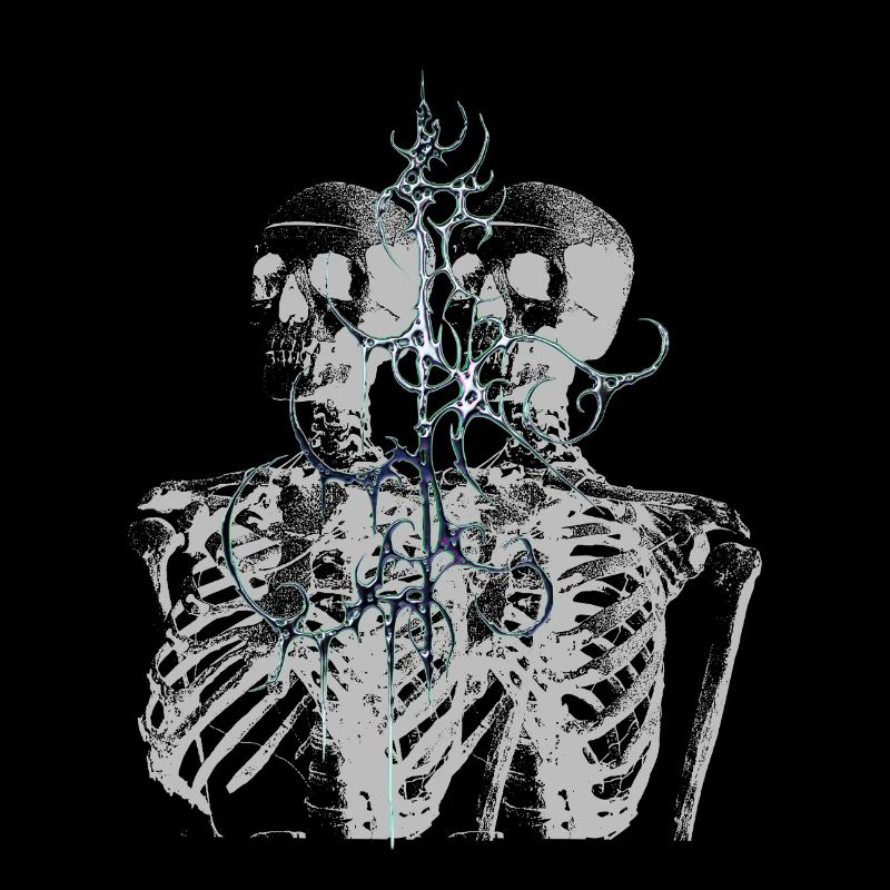 Glitch Skeleton Melt Dark Aesthetic Design