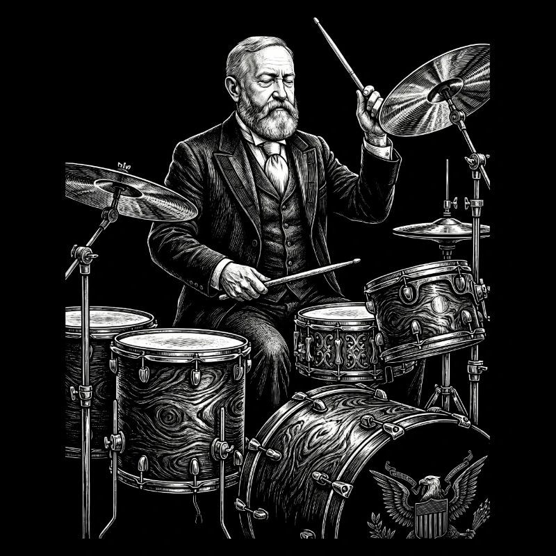 Benjamin Harrison joue de la batterie