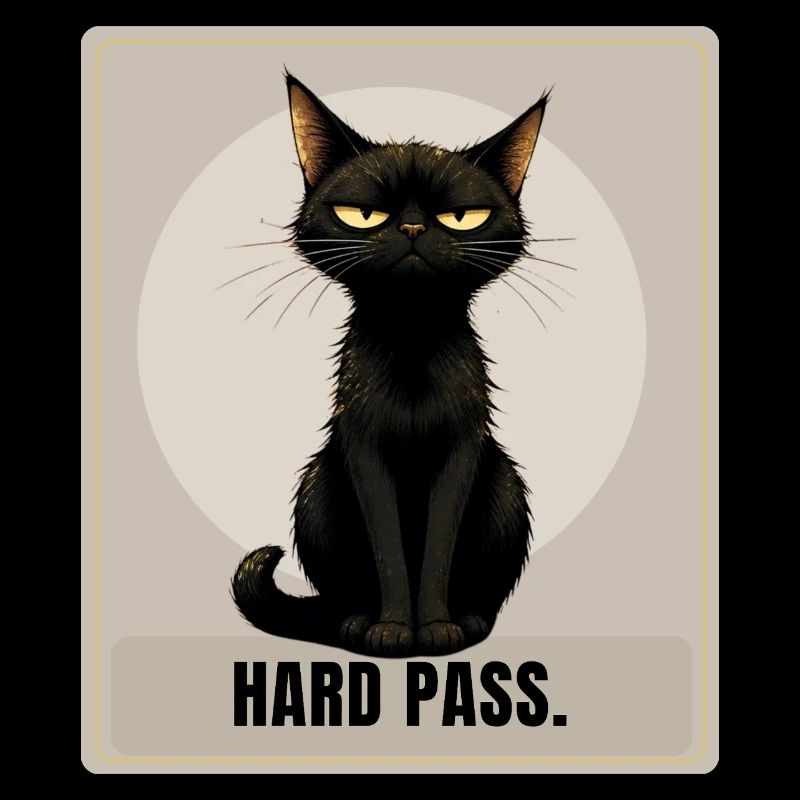 Hard Pass. – Sarcastic Black Cat Design