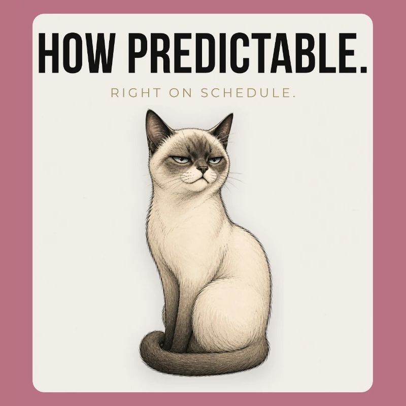 HOW PREDICTABLE. Noble Cat Sarcastic Meme Design