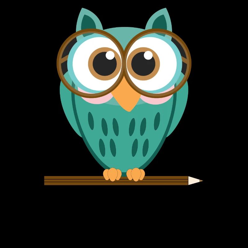 Eule mit Brille und Bleistift