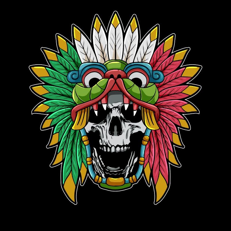 Quetzalcoatl Skull Goth Aztec Feathered Snake