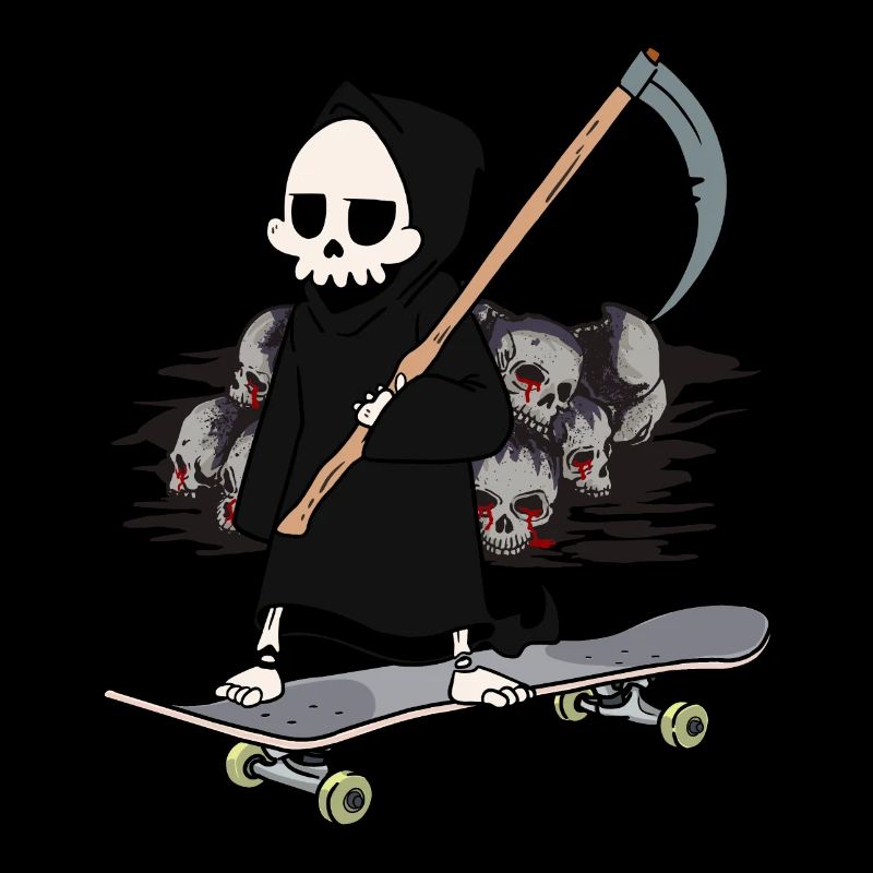 Skateboard Grim Reaper Closing Time End Horror Death