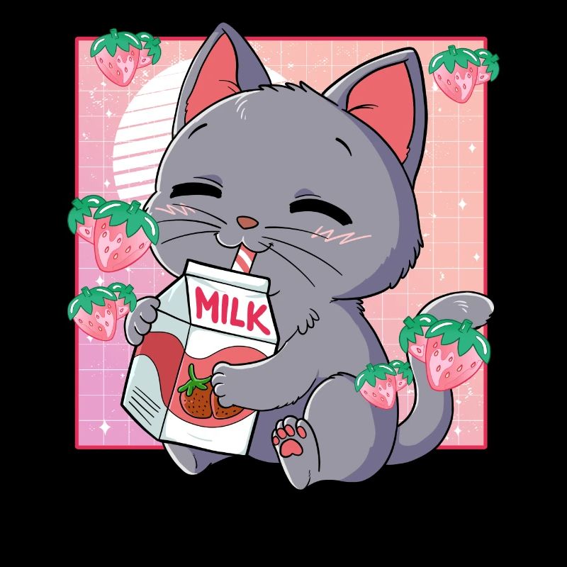 Kawaii Katze Erdbeermilch