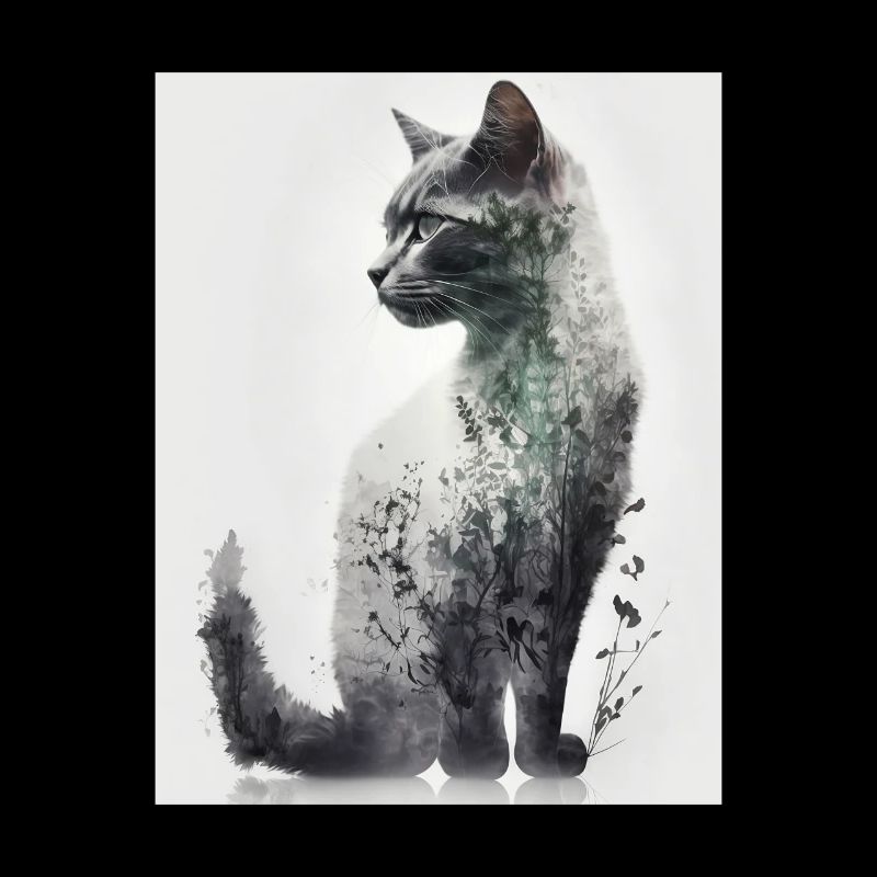Double exposition Chat et Nature