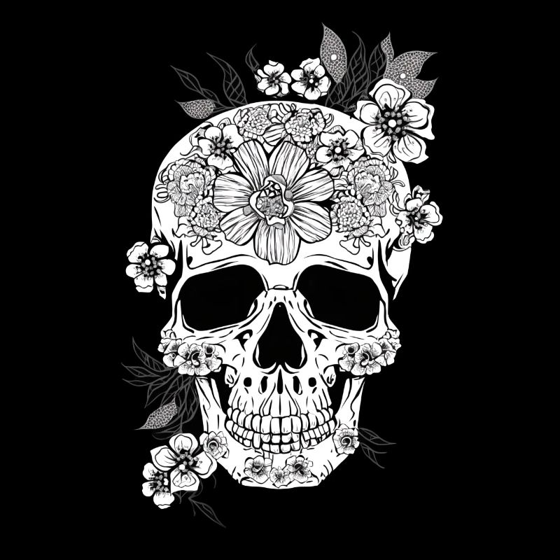 Ästhetische Blumen Totenkopf Kunst Geschenk