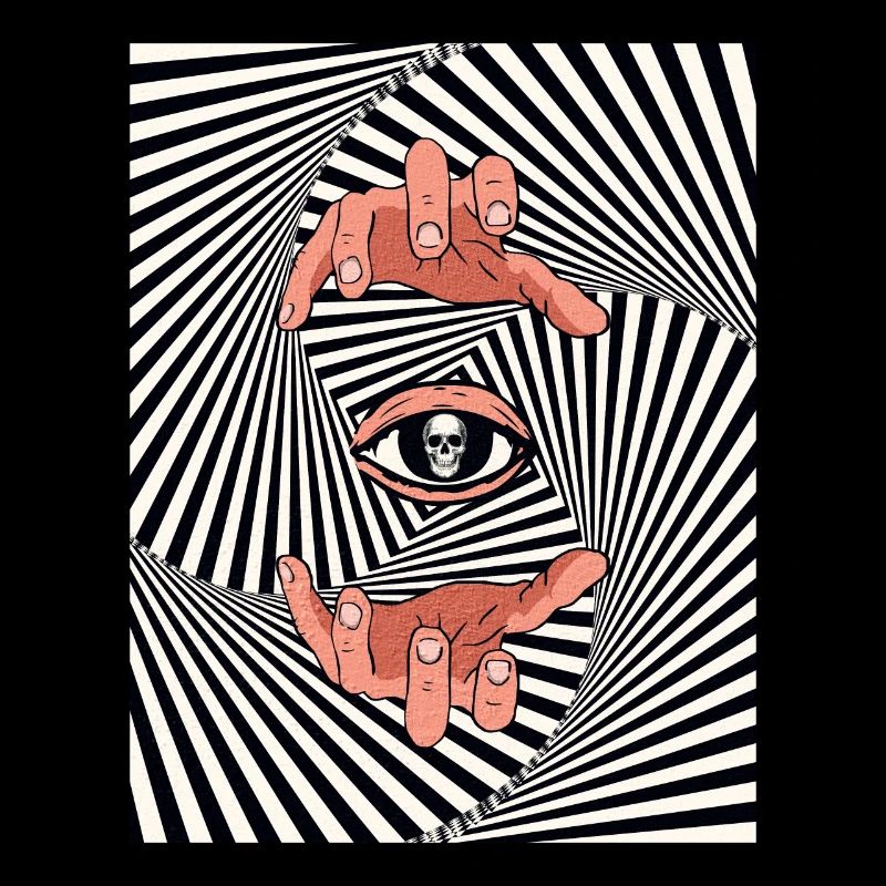 Weirdcore Aesthetic Optical Illusion Skull