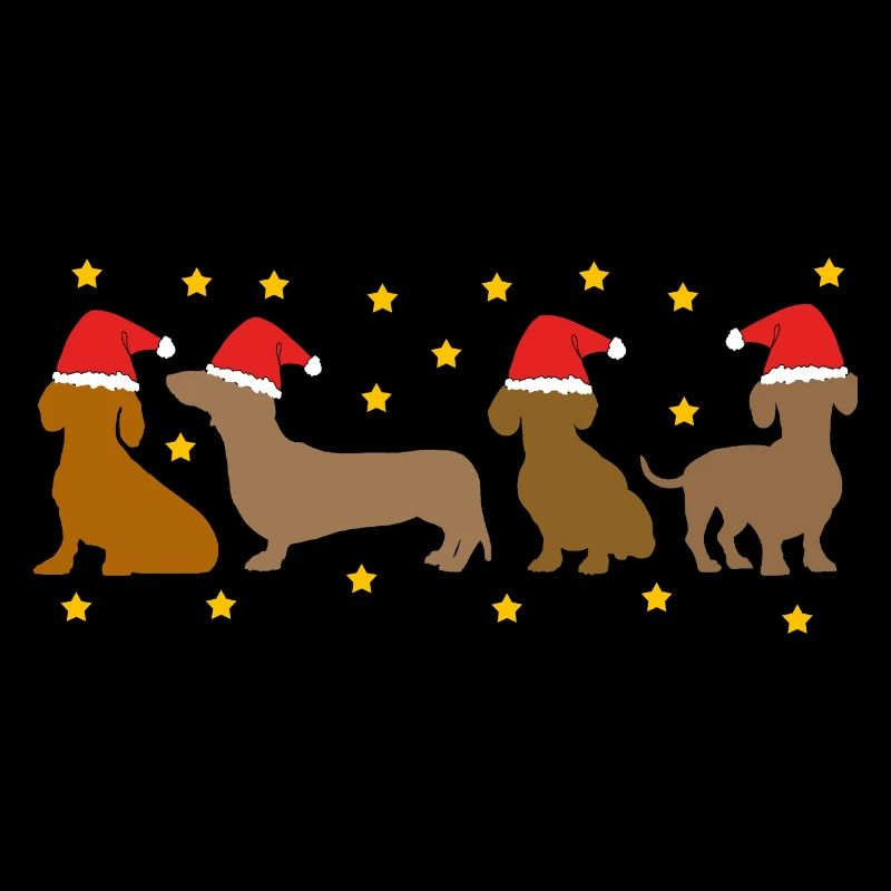 Dackel als Weihnachtsmann Nikolaus mit roter Mütze