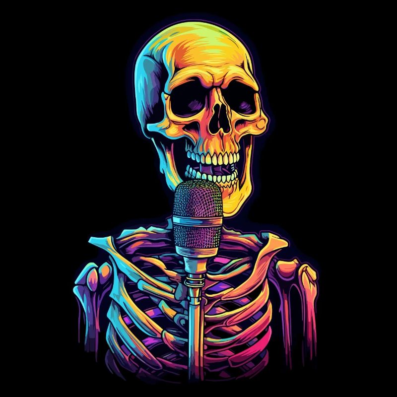 Bunter abstrakter Totenkopf mit Mikrofon