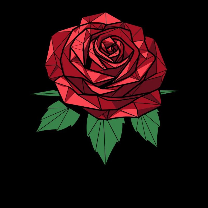 Rote Rose Goth Cool Line Art Rose