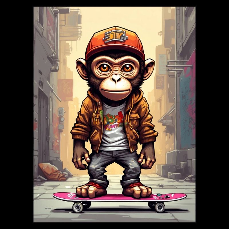 Comic Affe auf Skateboard