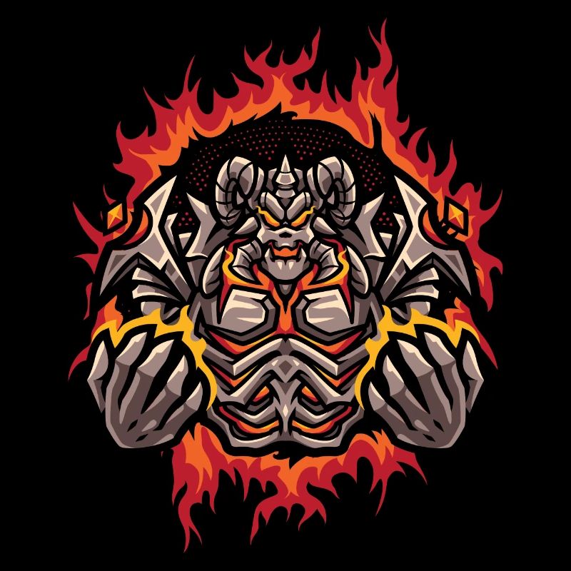 Abyss with Halftone Fire Background