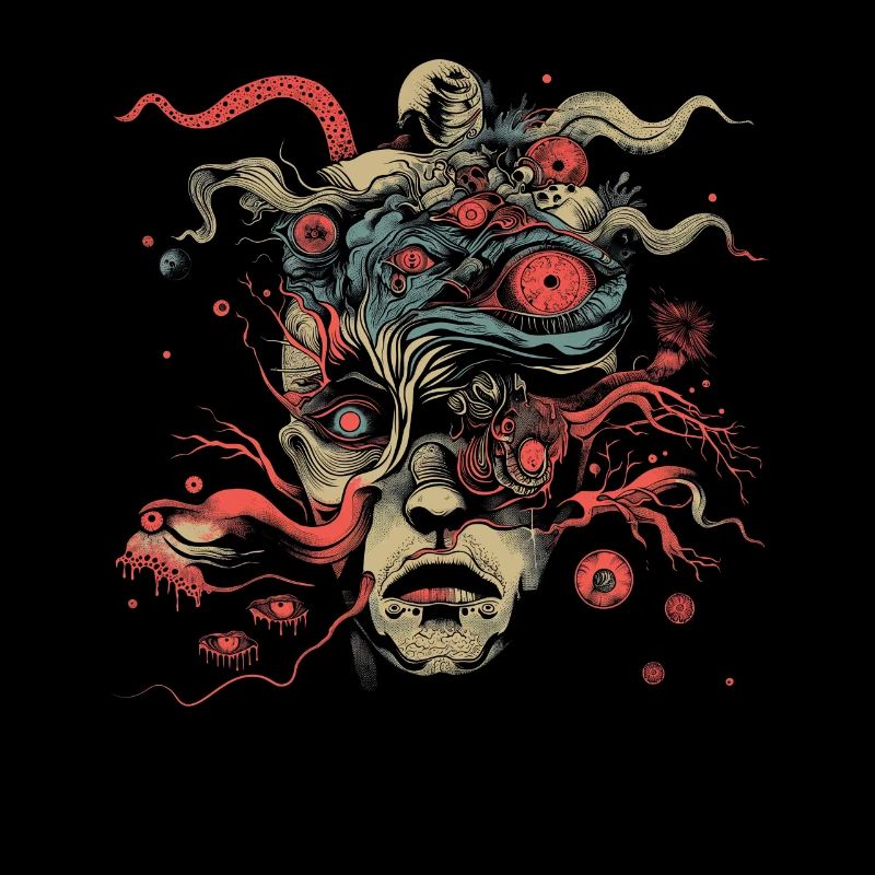 Esthétique Weirdcore Visage Bizarre Globes oculaires Dreamcore