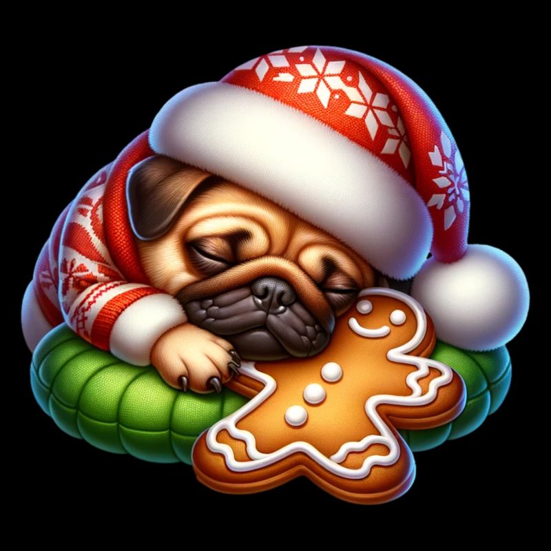 Mops Schläft mit Lebkuchen