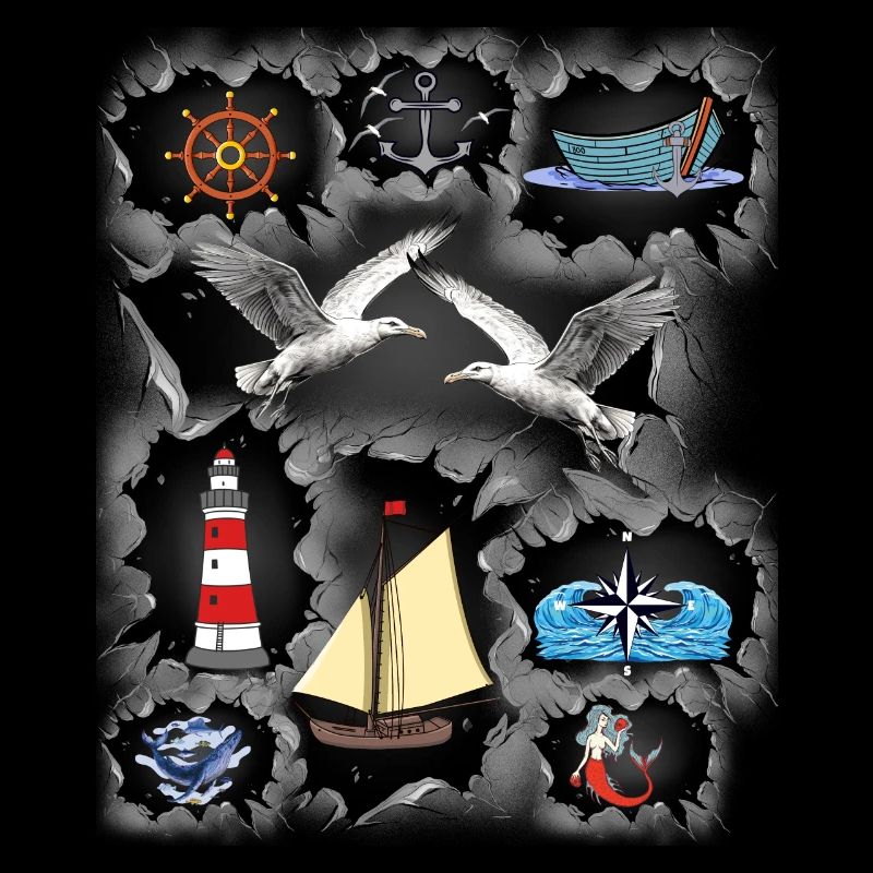 Maritime Cruise Seagulls Lighthouse Ship Captain