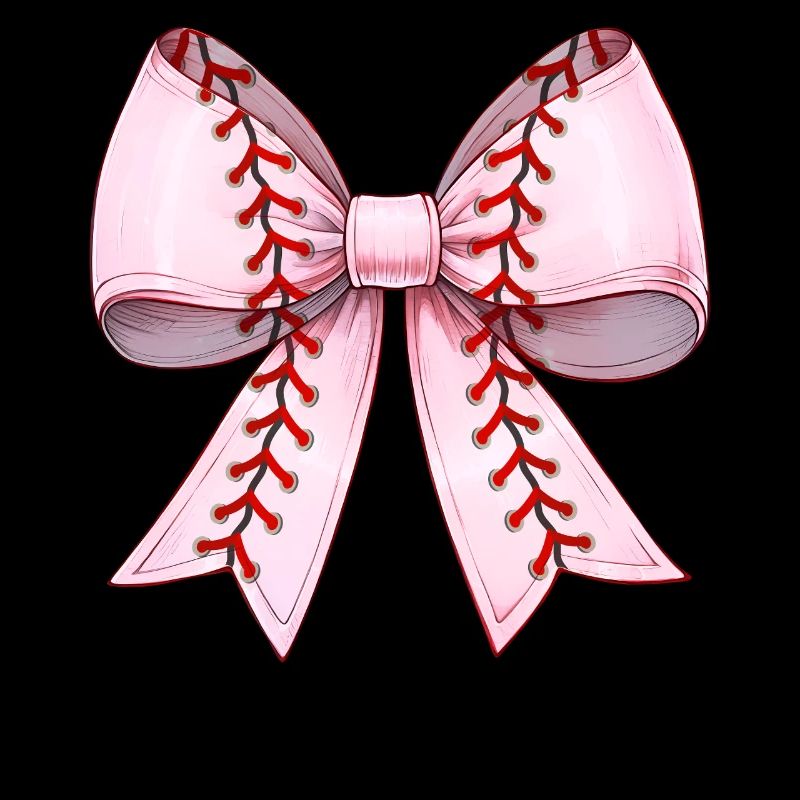 Coquettish Bow Baseball Pattern Player Pink