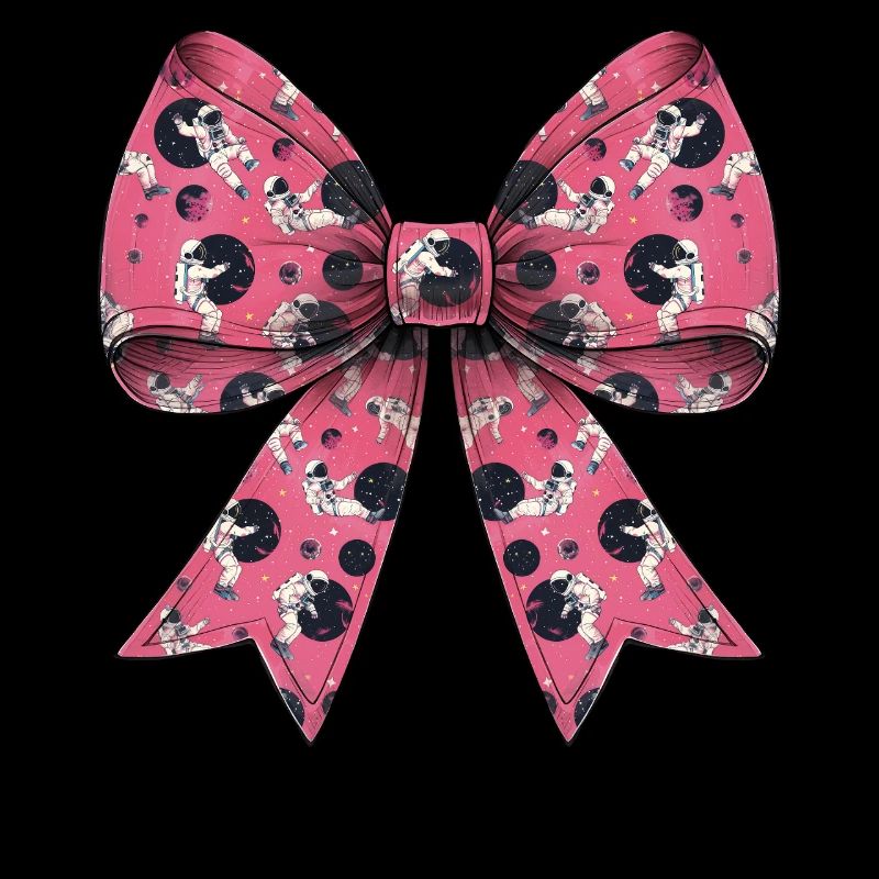Coquette Bow Astronaut Space Pattern Pink