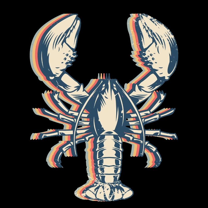 Crayfish Crayfish Crayfish Crayfish Retro Line Art