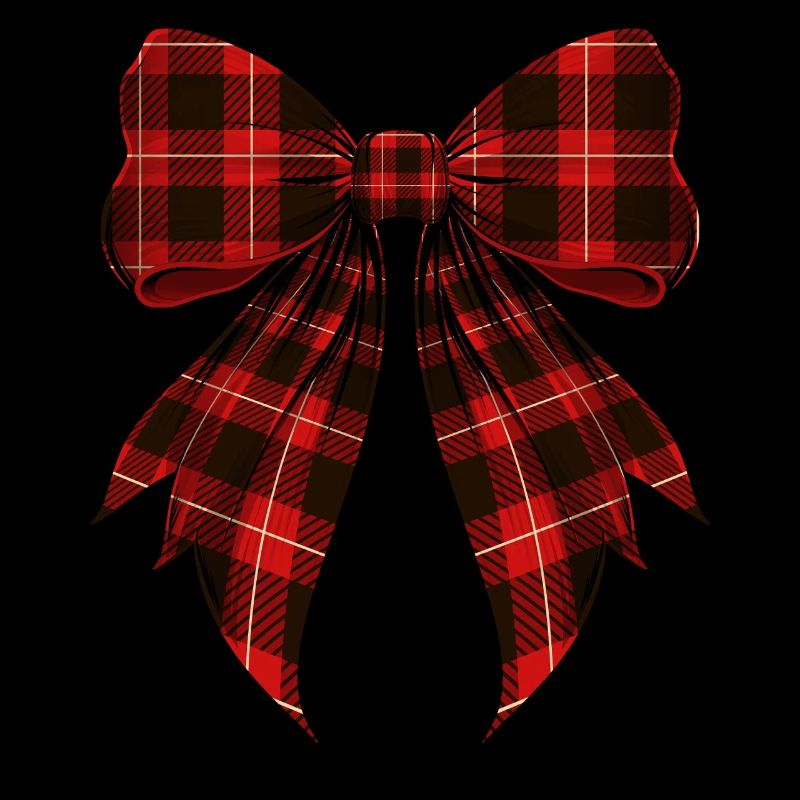 Coquettish Bow Red Plaid Pattern Cute
