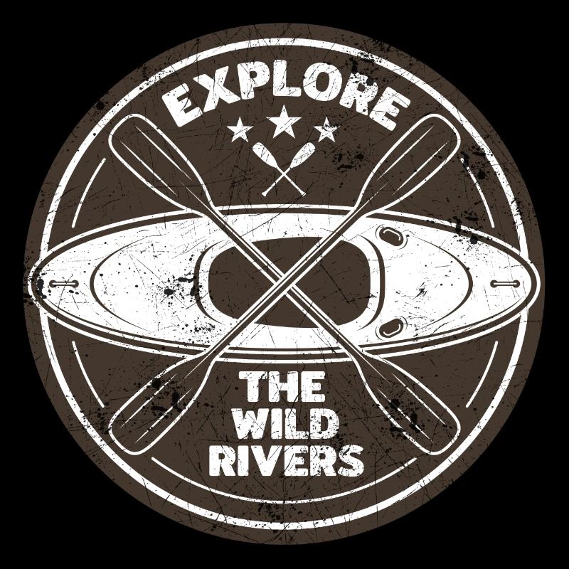 KAYAK PADDLE ROWING WILD CANOE RAFTING RIVER MOTIF