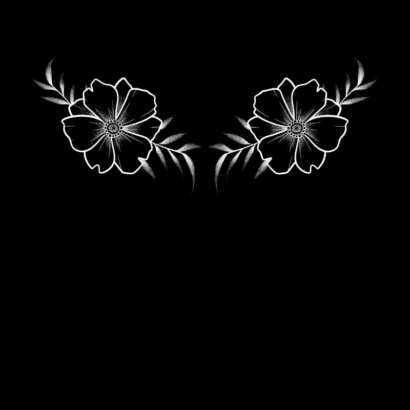 Floral White Line Art & Dotwork