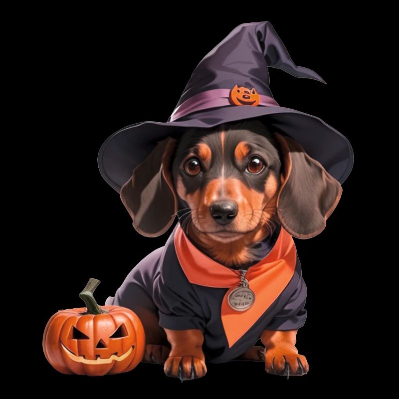 Sorcière teckel avec chapeau de sorcière Halloween Teckel
