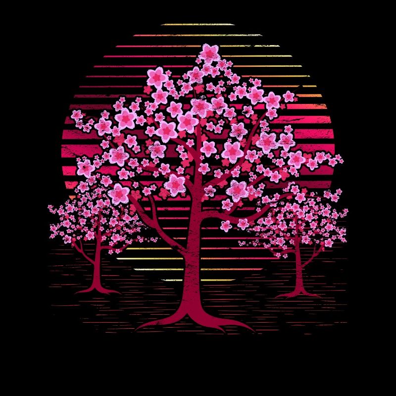 Japanese Sakura Tree Gift Retro Cherry Blossoms