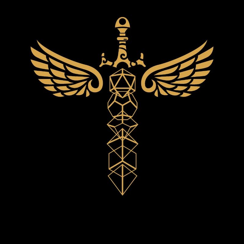 Winged Polyhedral Dice Sword Tabletop RPG Addict