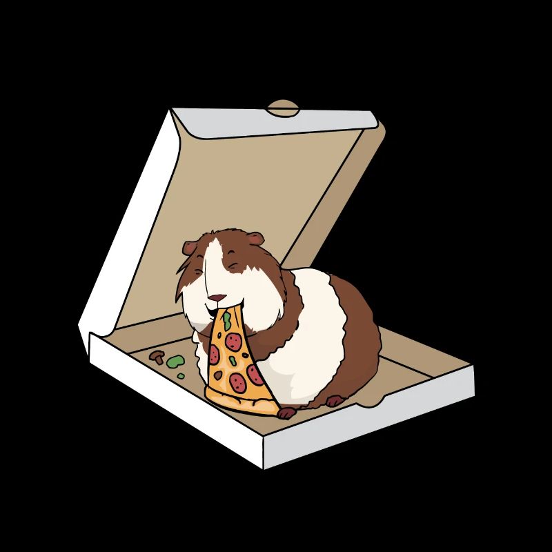 Cochon d'Inde mangeant une pizza