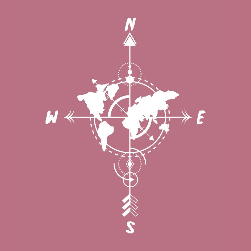 Compass world map traveler or engineer gift
