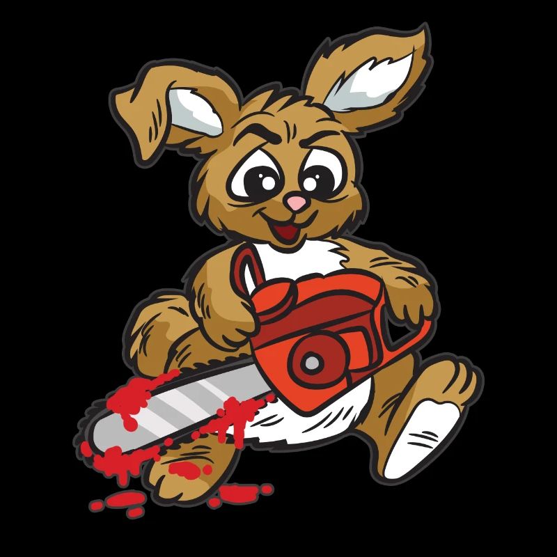 evil rabbit with chainsaw