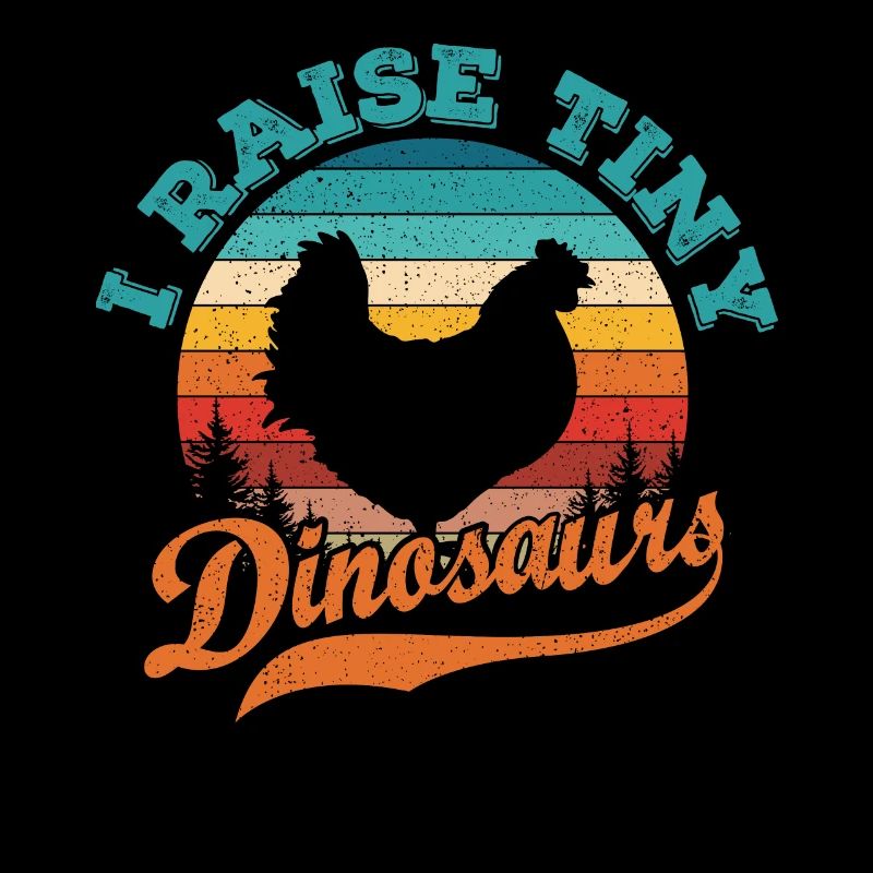 I Raise Tiny Dinosaurier Retro 70 Huhn Silhouette