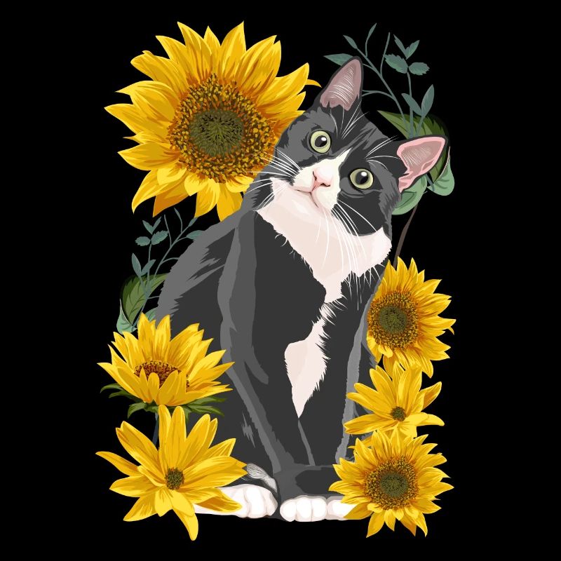 Doux chat tournesol jardin chatons