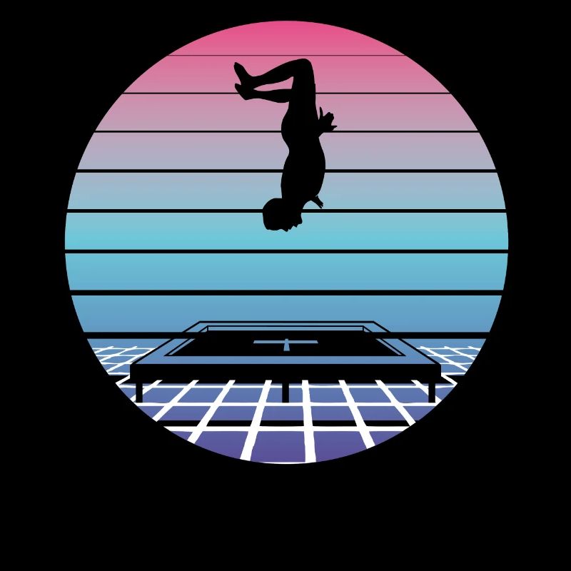 Trampolin Springen Sprung Vaporwave Retro Geschenk