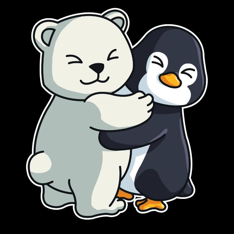 Icebear and Penguin Hug Cuddle Animals