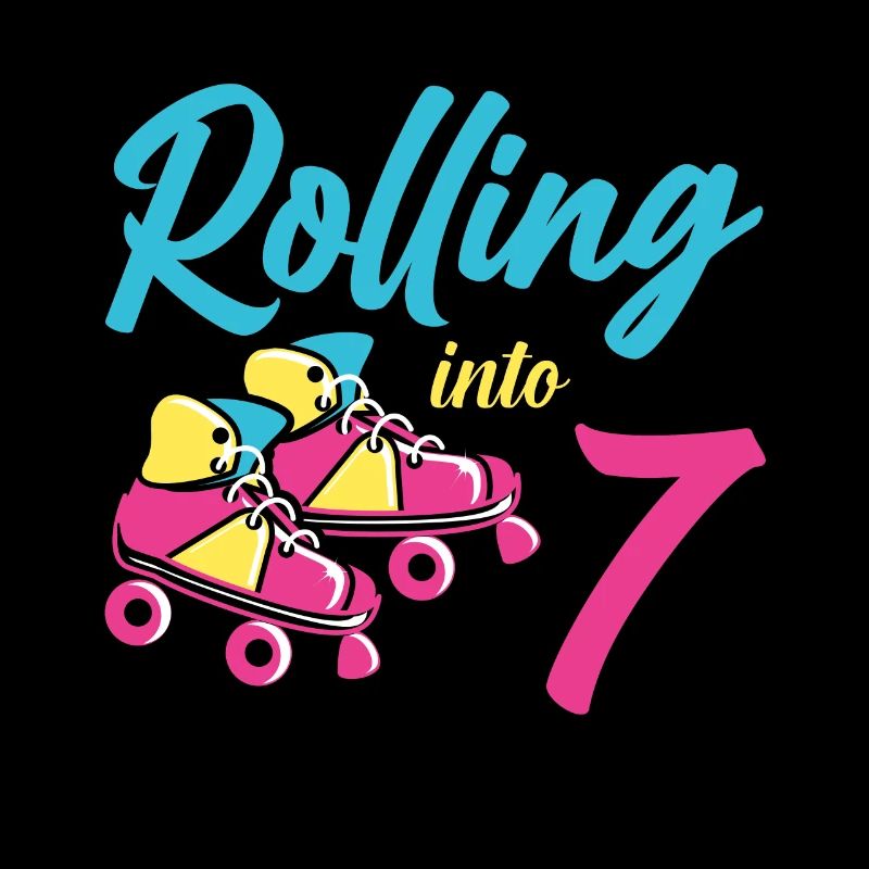 Roller Skates Into 7 Years Lets Roll I am 7 Roller