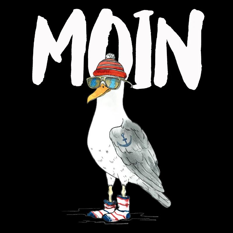 PLATTDEUTSCHER SPRUCH MIT MÖWE