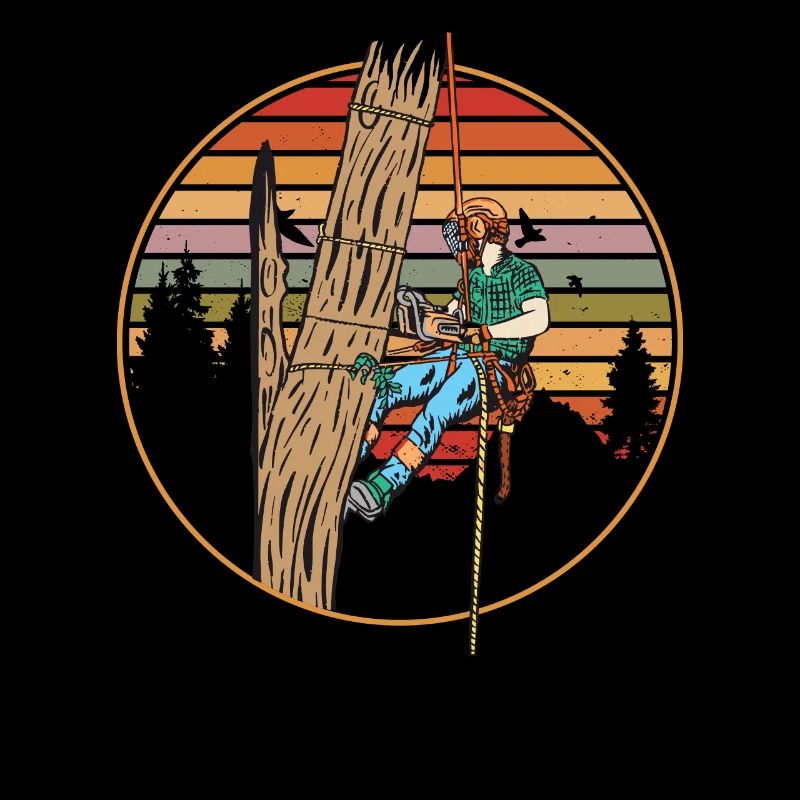Arborist Vintage Sunset Art For Tree Trimmer
