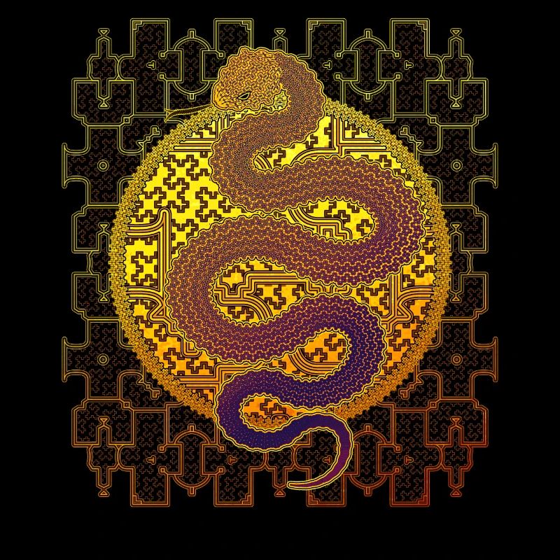 Shipibo Conibo Pattern Ayahuaska Snake