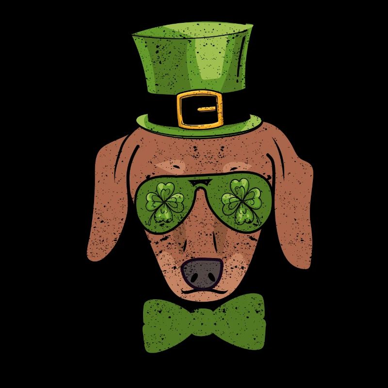 Leprechaun teckel trèfle lunettes Chien de la Saint-Patrick