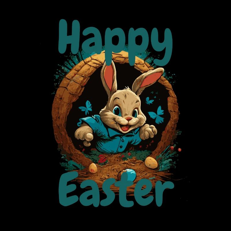 happy Easter Osterhase im Osterkorb Hase Ostern