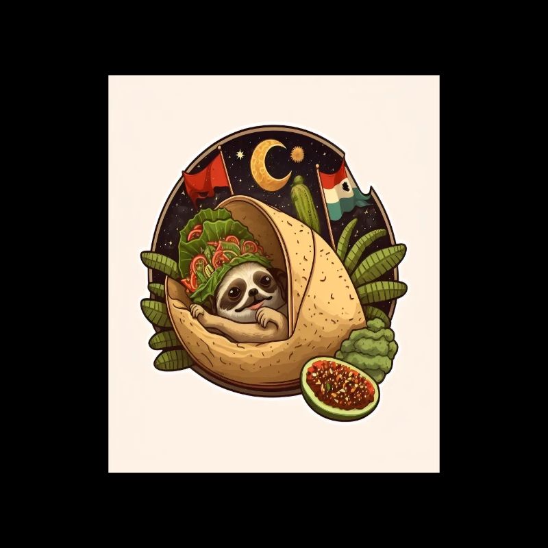 Sloth Sleeping In Taco Funny Sloth Taco Lover