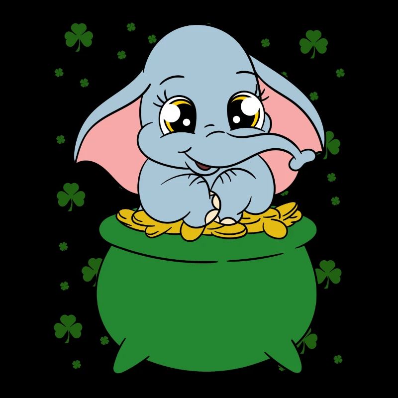 Cute elephant shamrocks St. Patrick's Day