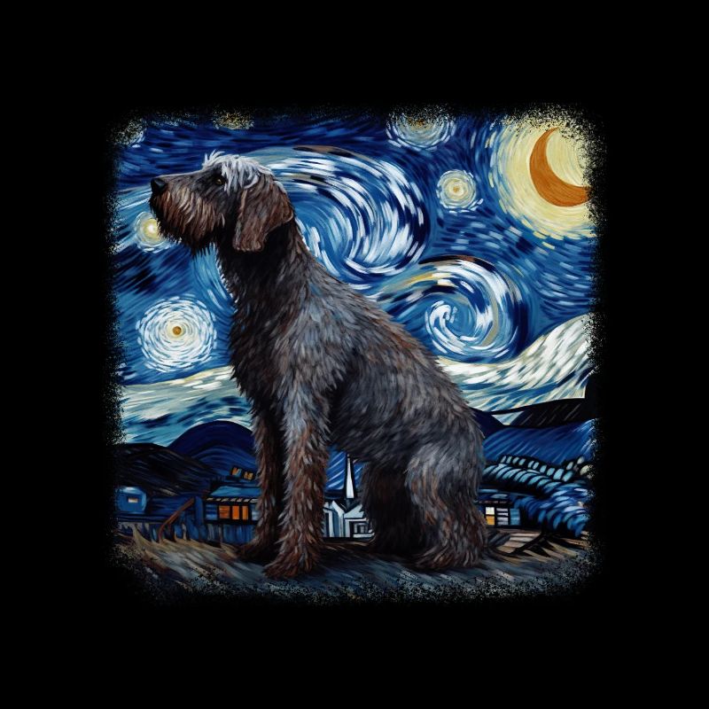 German Wirehaired Pointer Van gogh starry night