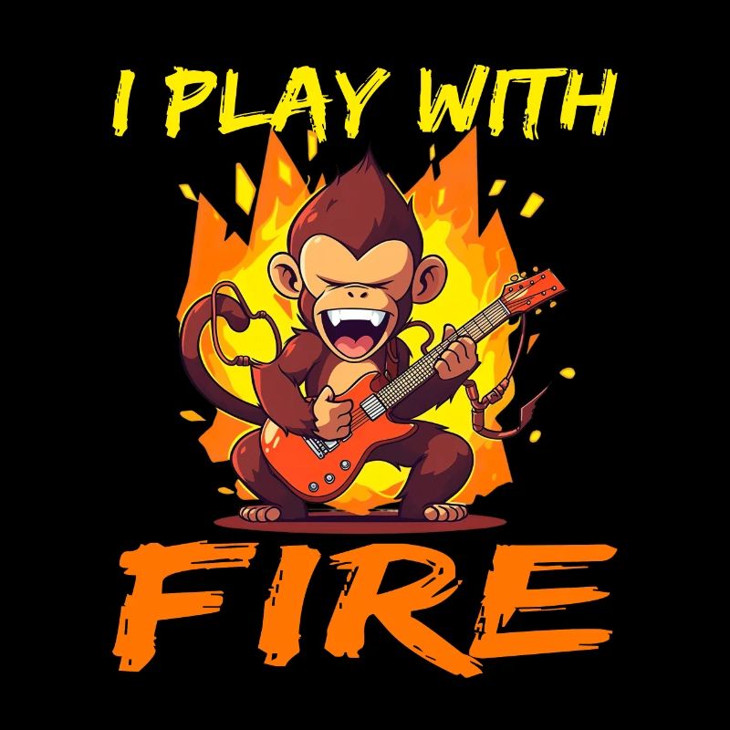 Affe Schimpanse Gitarre I play with Fire