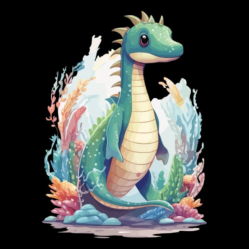 Conception de dessin animé de dinosaure sous-marin mignon