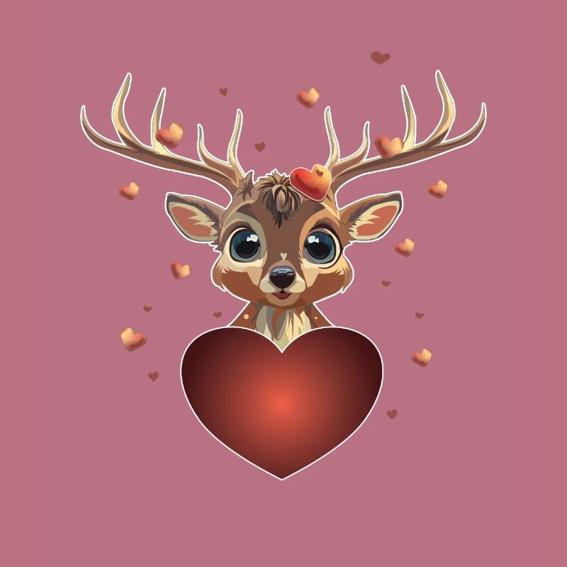 Heart Comic Deer Valentine's Day Gift Wild