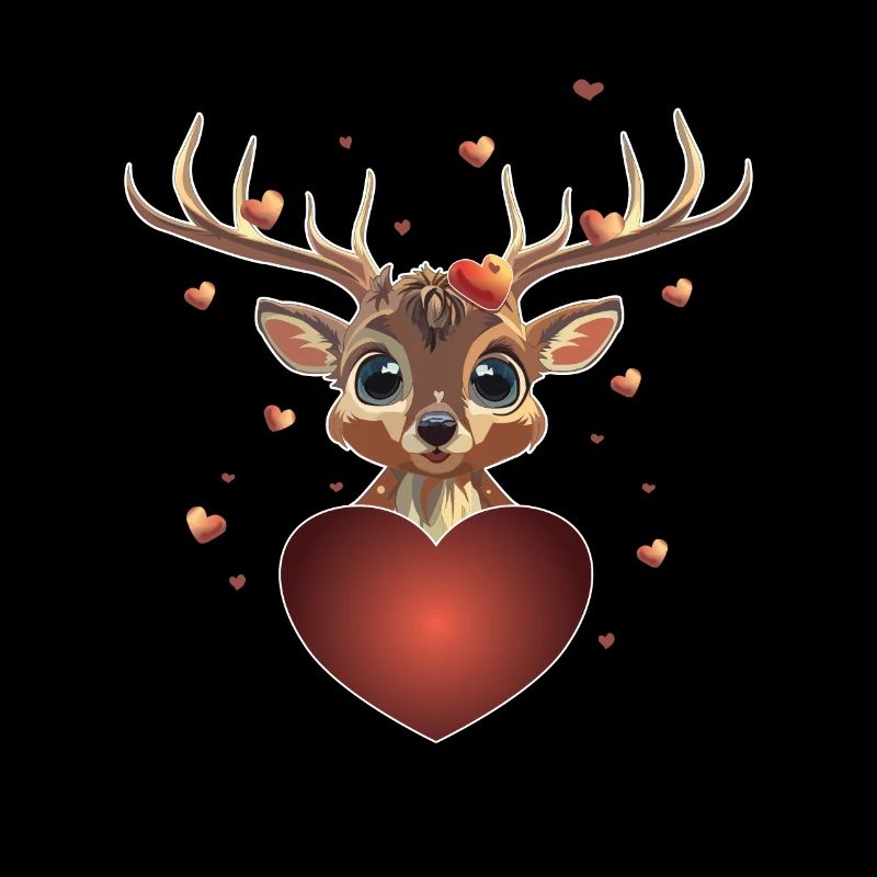 Herz comic Hirsch Valentinstag Geschenk Wild