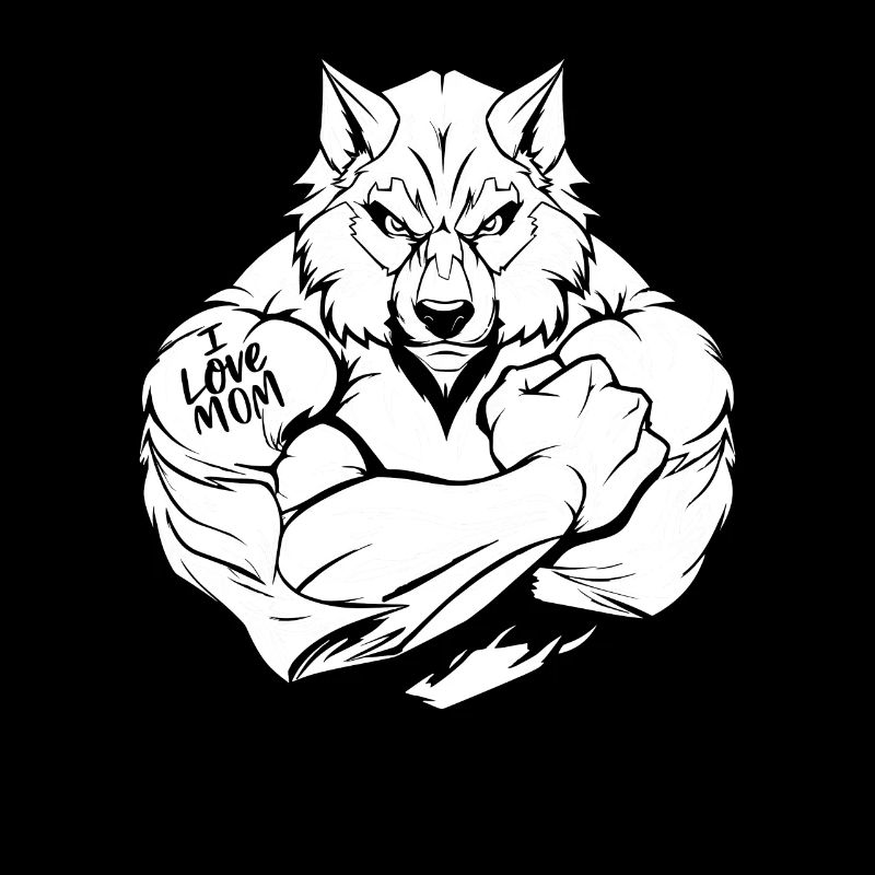 Wolf Biceps Tattoo I Love Mom