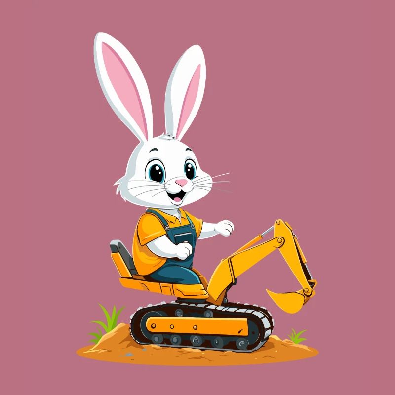 Easter Bunny Excavator Driver Funny Easter Eggs Digging